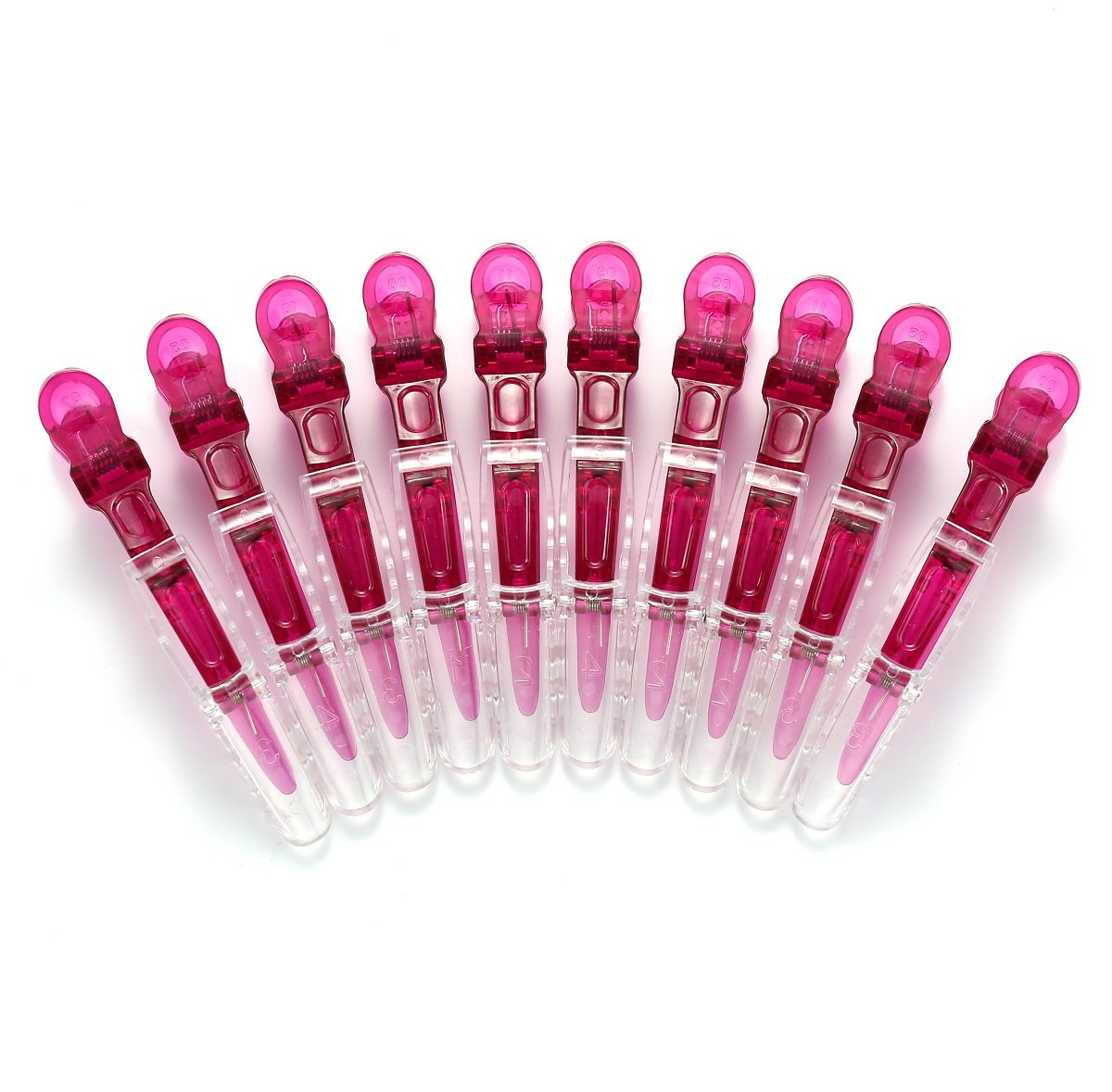 10pcs/set Croc Transparent Plastic Hairdresser Clips - Non Slip Alligator Clips for Women & Girls (10pcs-Rose Red)