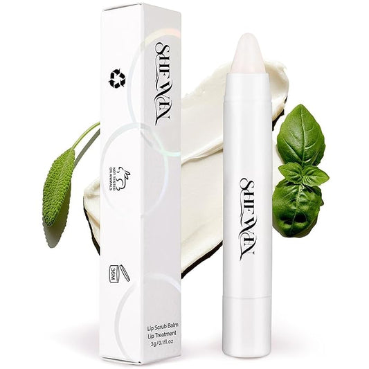 Sugar Lip Scrub Exfoliator: 3-in-1 Lip Therapy Hydrating Lip Balm for Soft Nourished Flake-Free Lips One-Step Prep 0.1 oz (3g, Peach)