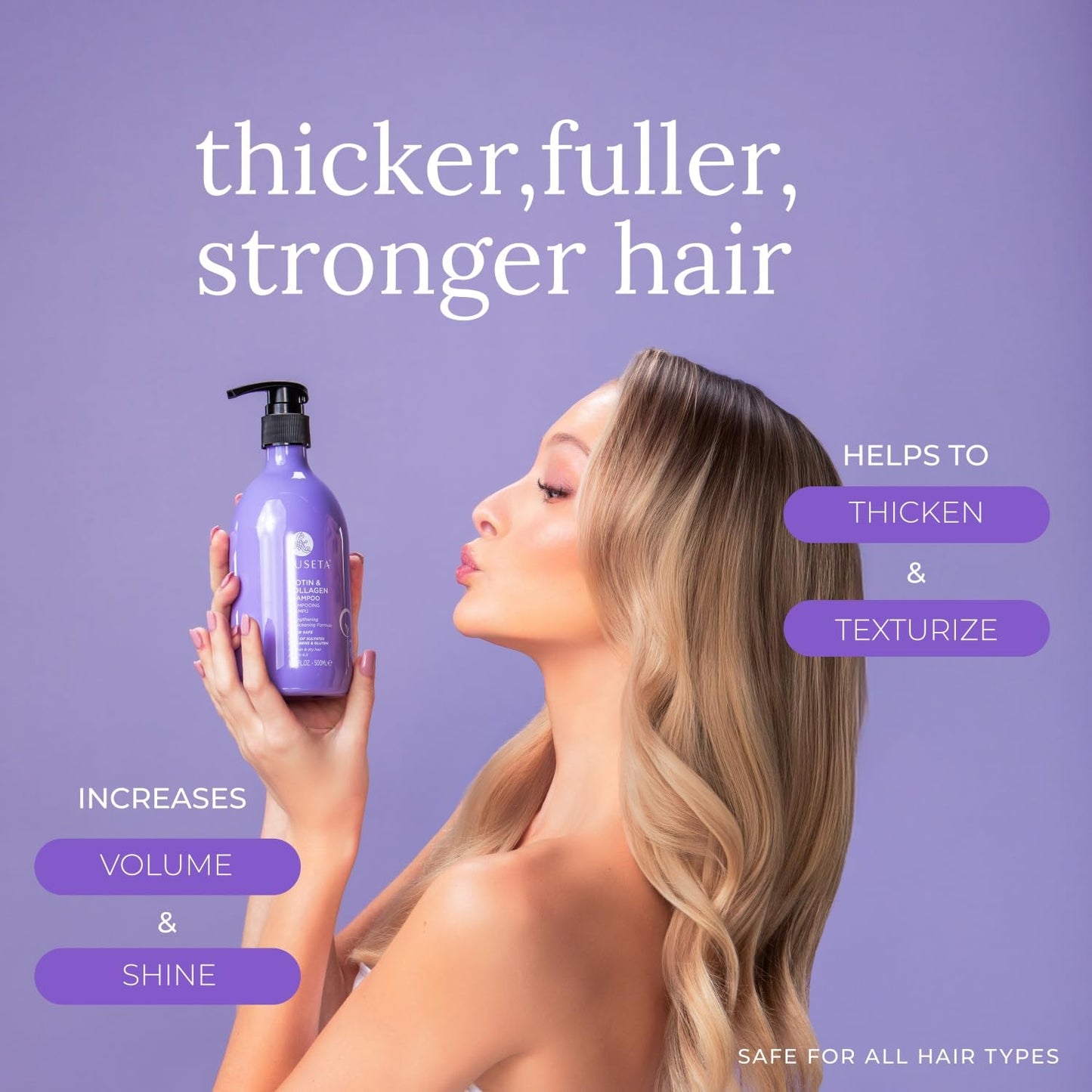 Luseta Biotin Trio Hair Care Set Moisturizing Shampoo and Conditioner Set and Hair Serum hickening Shampoo for Thinning Damaged Dry Hair