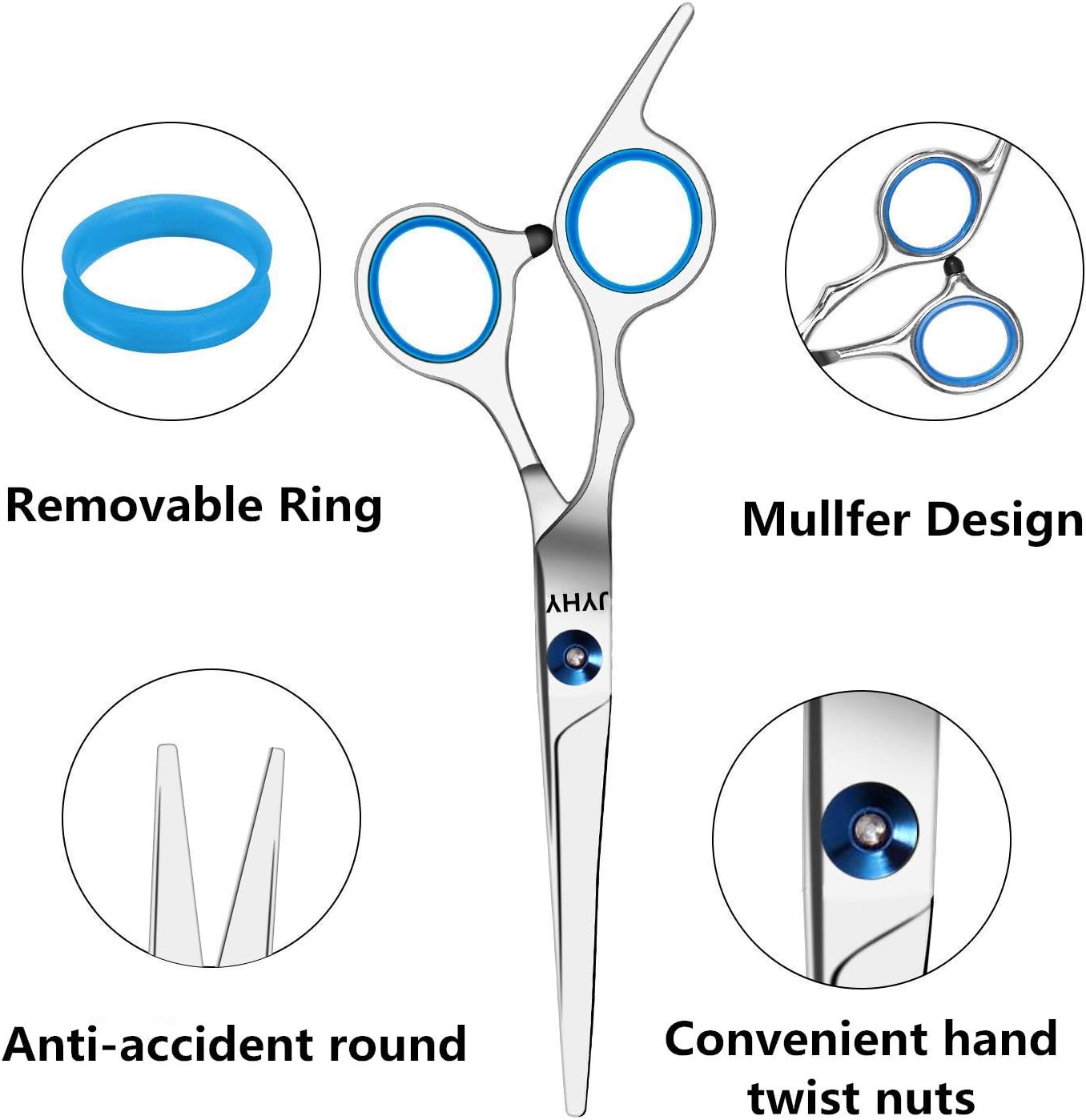 Professional Hair Cutting Scissors Shears Barber Thinning Set Kit- Family Hair Cutting,Barber Hair Cutting Tool Thinning texturizing/Blue 6"