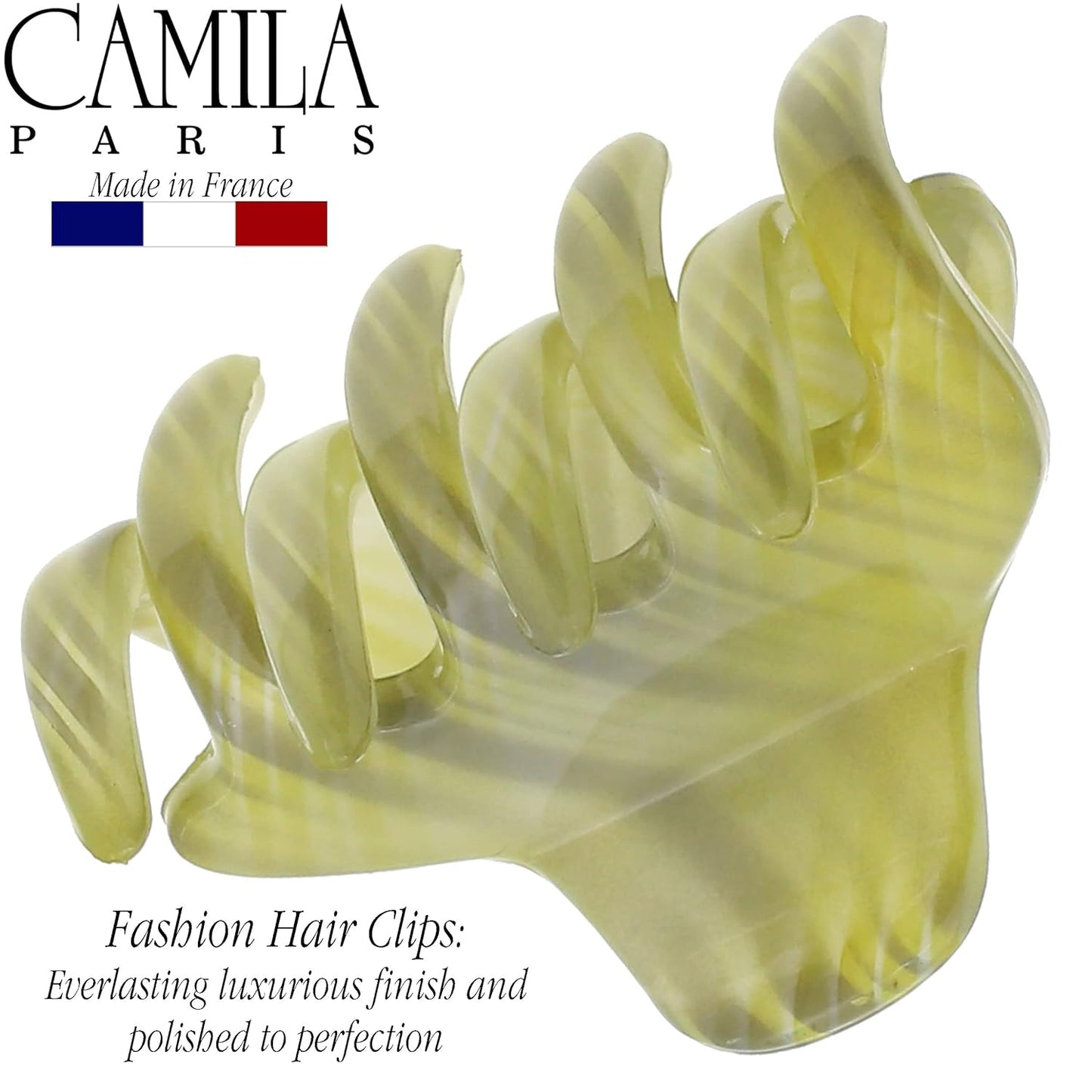Camila Paris CP3196 French Hair Clip for Women, Small, Gray and Green 2 inches Girls Hair Claw Clips Jaw Fashion Durable Styling Hair Accessories for Women, Strong Hold No Slip Grip, Made in France