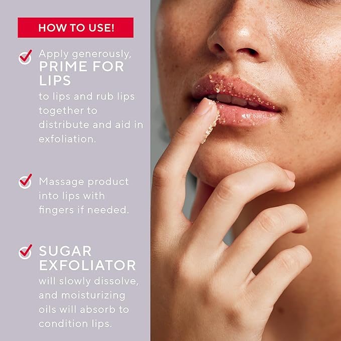 Sugar Lip Scrub Exfoliator by Mirabella, Prime for Lips - Twist-Up Lip Scrub Gently Smooths Away Dry, Flaky Skin - Grape-Seed Oil, Jojoba, Shea Butter & Vitamin E Nourish & Hydrate Lips