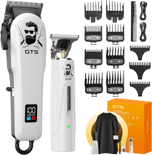 GTSPro Hair Clippers for Men, Clippers and Trimmers Set, Barber Clippers, Electric Hair Trimmer with Box, Gifts for Men White
