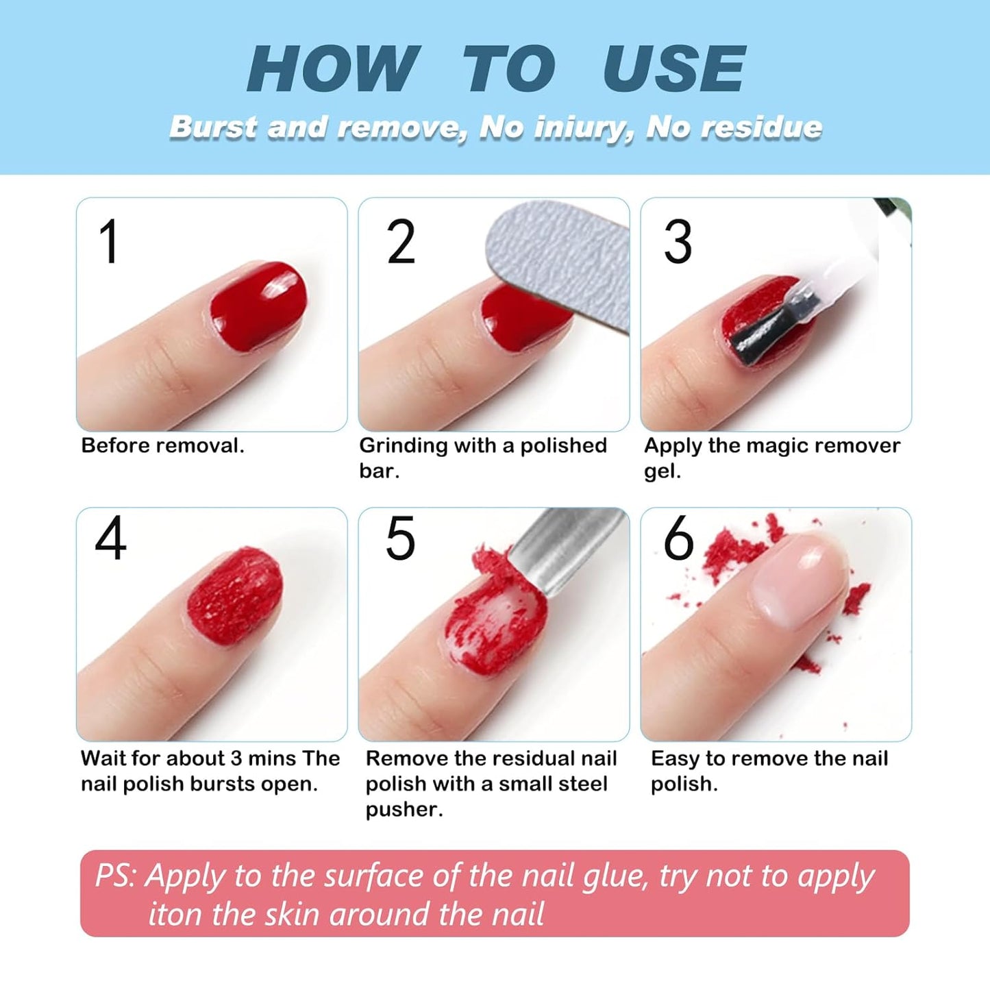 Gel Polish Remover, (3pcs) Gel Nail Polish Remover, No Need for Foil, Quick & Easy Polish Remover In 3-5 Minutes, No Need Soaking Or Wrapping-0.5floz
