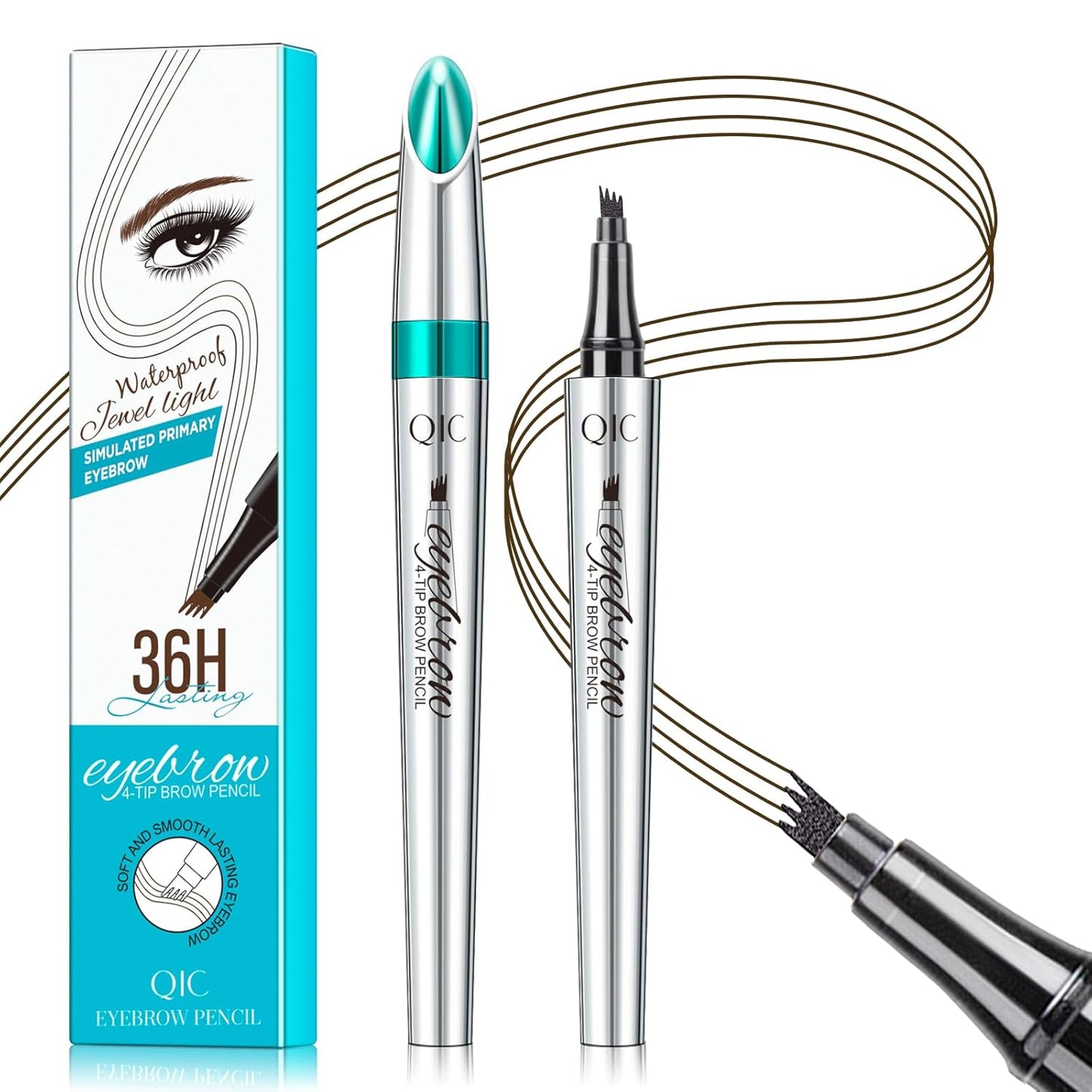 Eyebrow Pencil with 4 Tip Microblade for Natural Eyebrow Makeup Eyebrow Microblading Pen Waterproof &Smudge-Proof (2# Dark Brown)