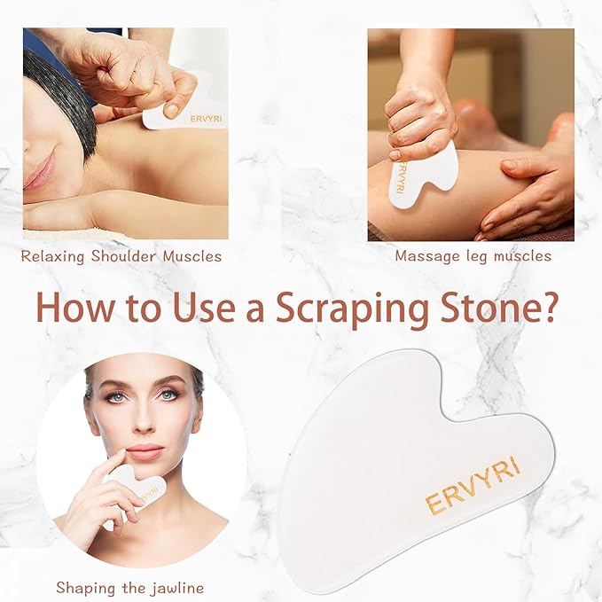 Gua Sha Facial Tool -Designed to Reduce Puffiness and Improve Wrinkles,for Eye, Neck - Natural Beauty Skin Care Tools-Green