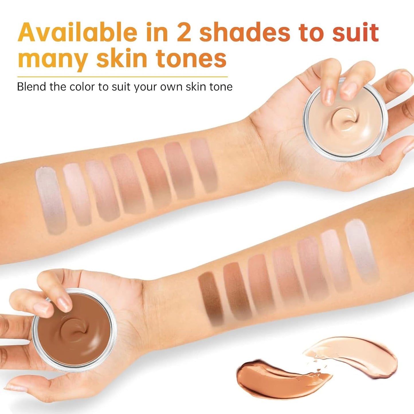 BIO-DIMOT Tattoo Cover Up, 2 Colors Waterproof & Sweatproof Tattoo Cover Up Makeup, Invisible & Natural, Skin-Friendly Body Makeup Suitable for Tattoos, Scars, Spots & Vitiligo (1PCS)