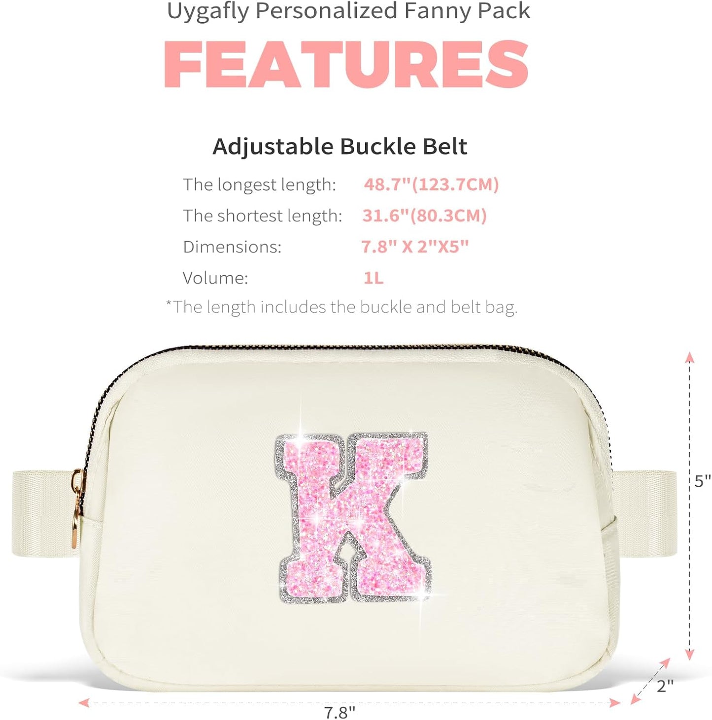 Girl Stuff - Teen Girl Gifts Trendy Stuff,Cross Body Bag for Girls Belt Bag for Women - Fanny Pack for Kids Teen,Crossbody Bag for Women Trendy Belt Bag Waist Packs | Cream,Initial K