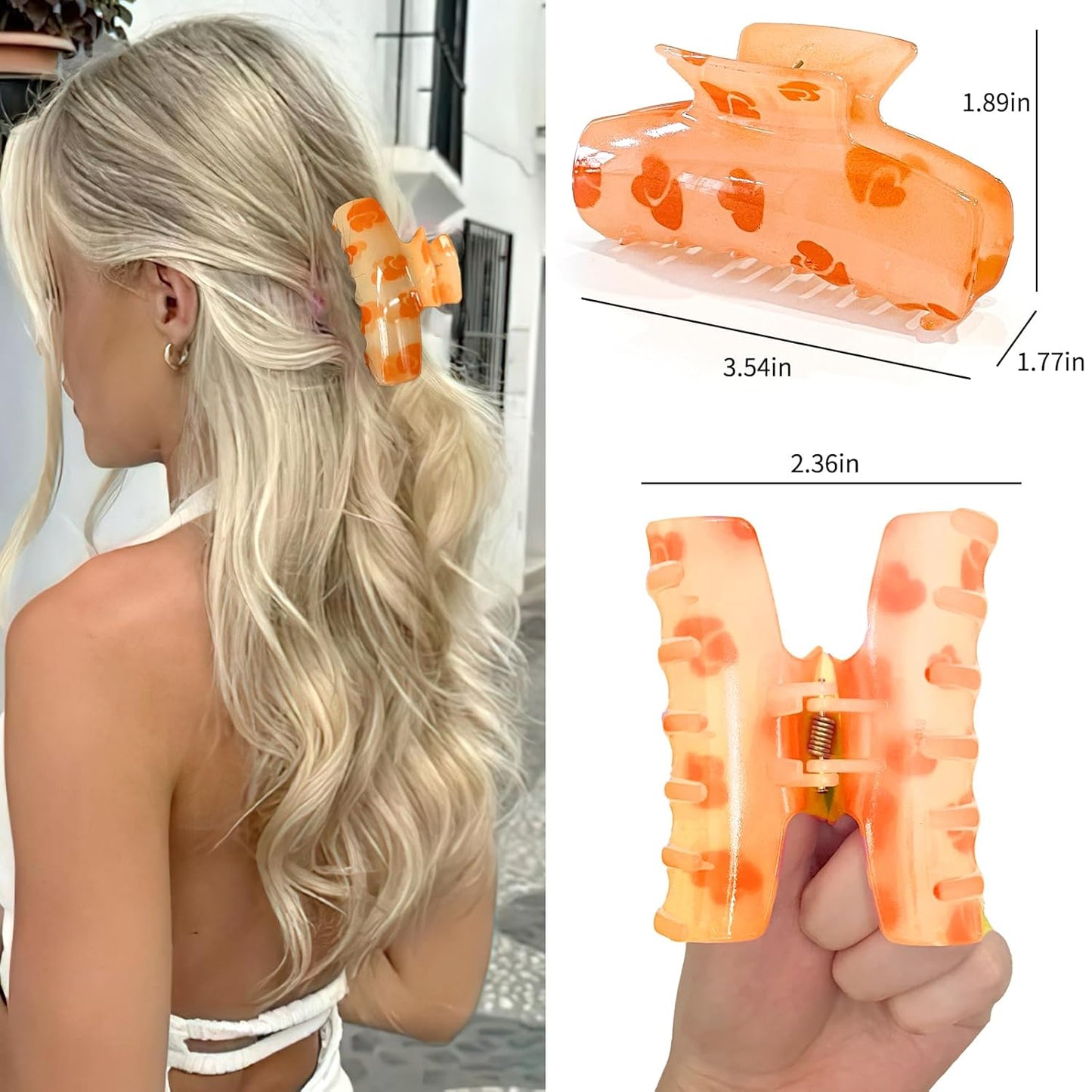 6PCS Hair Claw Clips for Women,Strong Hold Medium Claw Clips for Thick and Thin Hair,Nonslip Hair Accessories for Girls,Summer Beach Vacation Essentials (vivid)