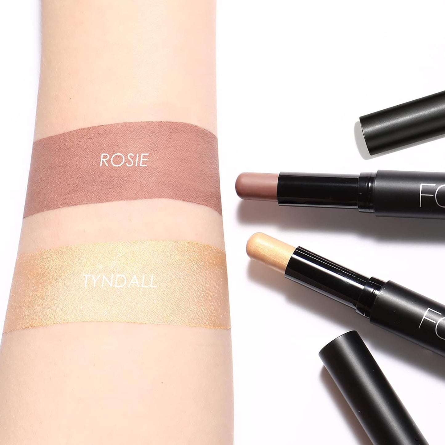 FOCALLURE 2 Pcs Cream Eyeshadow Stick,Brightener Eyeshadow Pencil Crayon,Highlighter Eye Shadow Stick Sets with Crease-proof Formula,Long Lasting Waterproof Eye Shadow Make Up,Money Glory