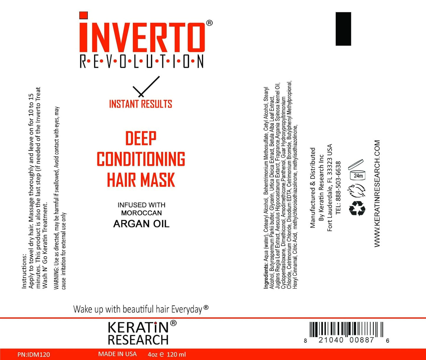 INVERTO ONE Formaldehyde-Free Keratin Hair Treatment for Curly Hair by KERATIN RESEARCH - Kit with 120ml Treatment, Deep Moisturizing Mask, and Clarifying Shampoo
