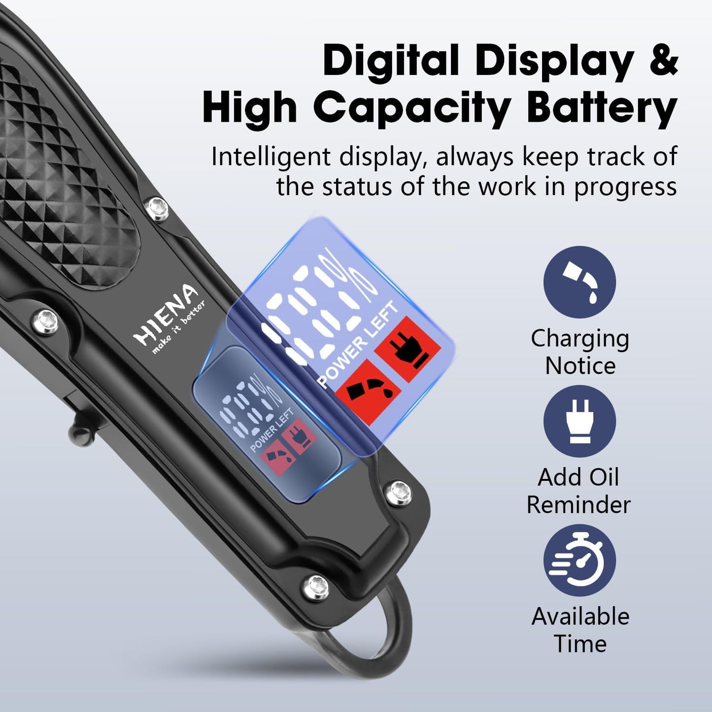 HIENA PRO Professional Hair Clippers and Trimmers Set for Men Cordless Barber Kit Hair Cutting Kit Rechargeable Clipper Set for Barbers with LED Display, Gifts for Men, (Black)