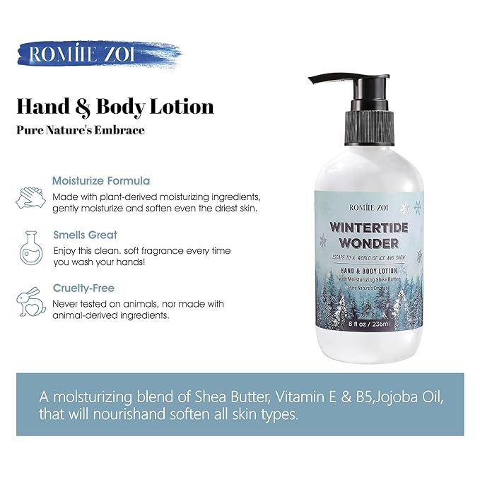 Christmas Hand & Body Lotion with Moisturizing Shea Butter - Wintertide Wonder- Infused with Winter Woods Aroma - 236 ML / 8 FL OZ
