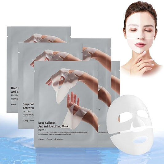 Deep Collagen Anti Wrinkle Lifting Mask, Collagen Mask, Deep Hydrating Firming Overnight Hydrogel Mask, Pore Minimizing, Elasticity Improvement(5PCS)