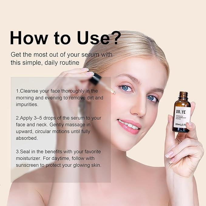 Vitamin C Serum for Face with Hyaluronic Acid, Hydrating & Tightening, Dual Vitamin C with Vitamin E & Pro-Xylane, For All Skin Types, 1fl oz Tawny Dropper Bottle