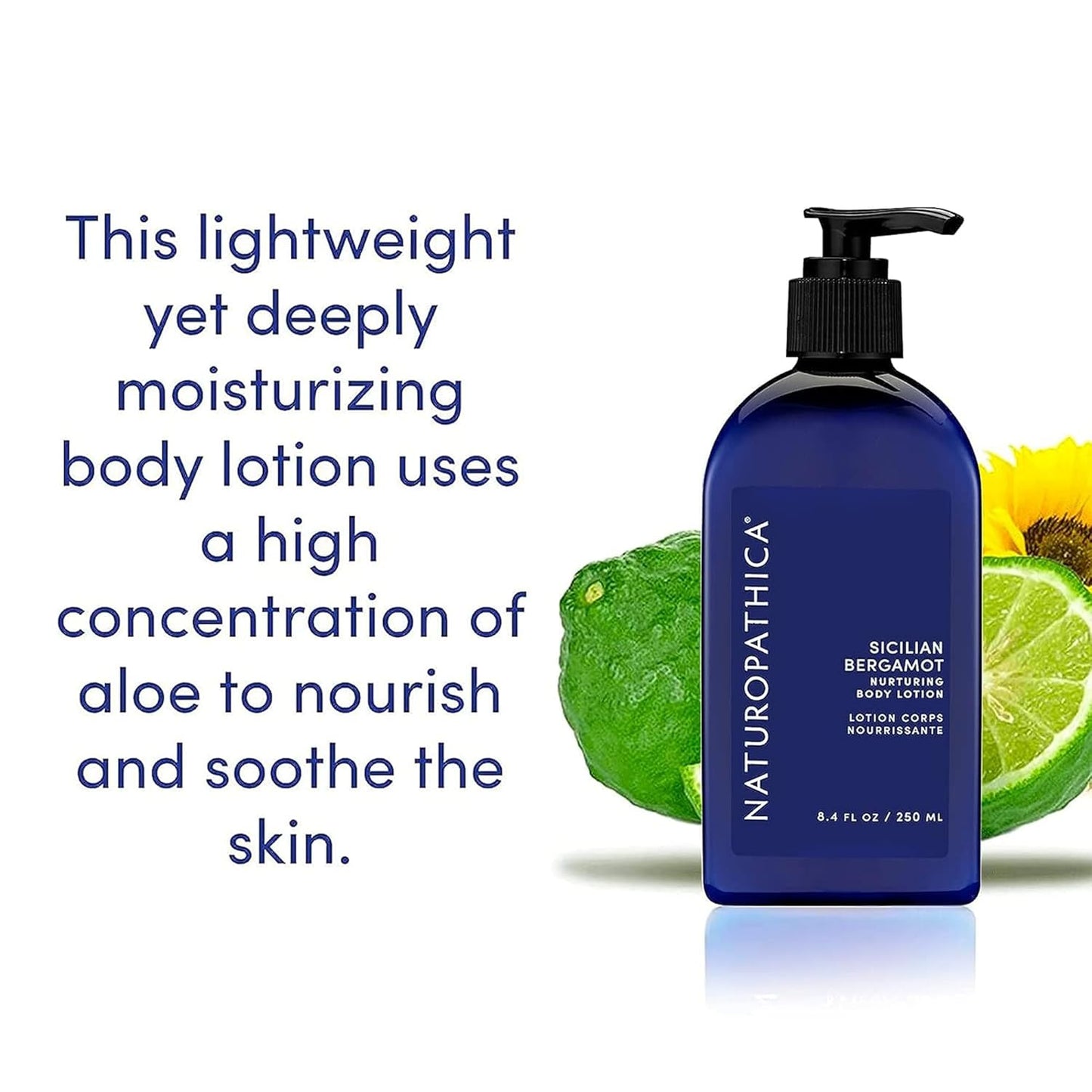 Naturopathica Sicilian Bergamot Body Lotion - Daily Citrus Body Moisturizer w/Orange, Clementine, Grapefruit and Aloe - Made in USA, 8.4 oz. (250 ml)