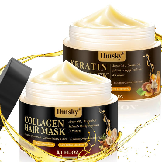 2 Pack Hair Mask for Damaged Hair - 16.2 Fl OZ Collagen Hair Mask & Keratin Hair Treatment-Hydrating,Repairing,Nourishes Deep Conditioning Hair Masks for All Hair Types