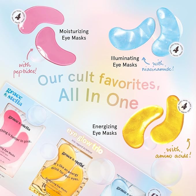 grace & stella Under Eye Patches (12 pairs) - Birthday Gifts for Women - Travel Essentials - Eye Masks for Puffy Eyes and Dark Circles - Anniversary Gifts for Her, Bachelorette Party Favors - Vegan