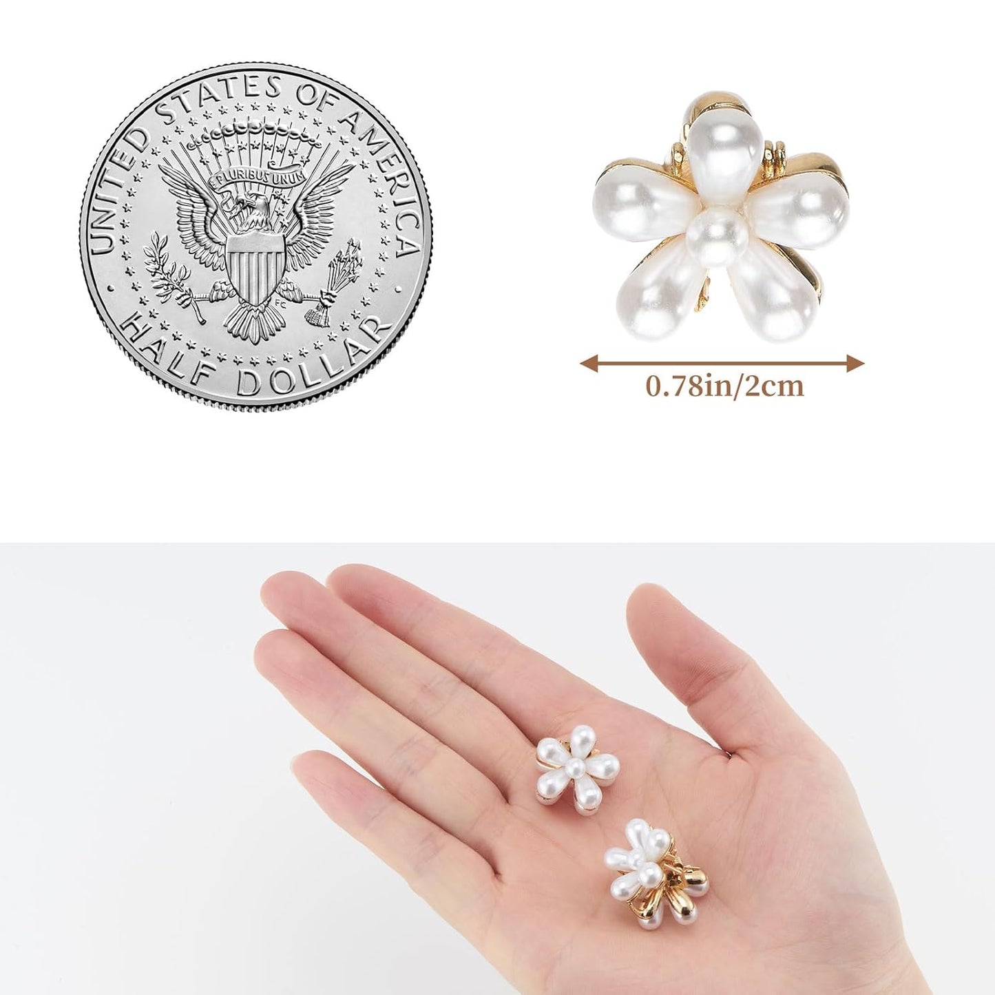 Small Flower Hair Clips for Women 16PCS Cute Mini Pearl Flower Claw Clips for Thin/Thick Curly Hair Non Slip Bangs Pins(16PCS-Style 8)