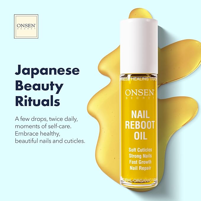Onsen Secret Nail & Cuticle Repair Oil (2x10ml) - Dry Oil Formula - Japanese Tsubaki, Tea Tree & Jojoba - Strengthens Nails, Repairs Cuticles, Hydrates Skin & Hair - Natural & Vegan