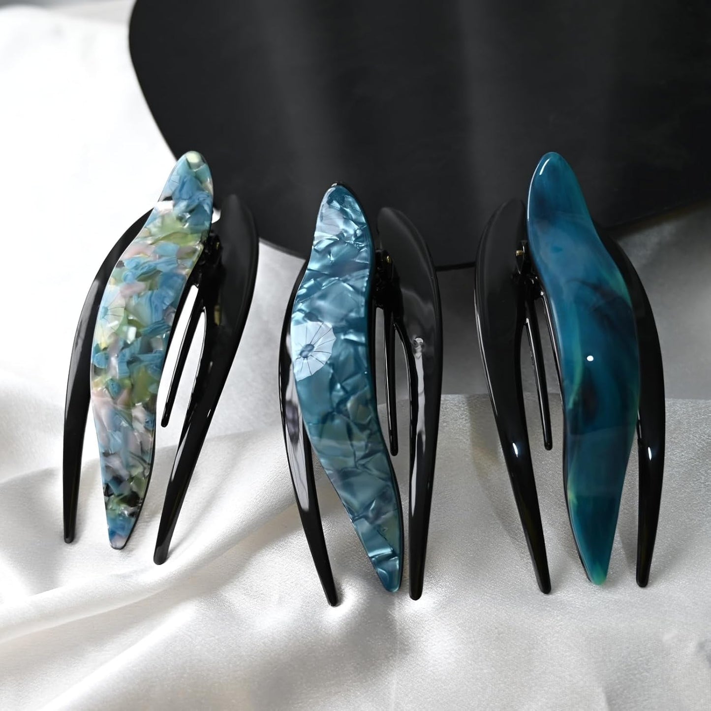 Handmade Celluloid French Design Tortoise Shell Barrettes Side-slide Opening Duck Luxury Fashion Accessories Hair Clip Claw for Women (mint green)