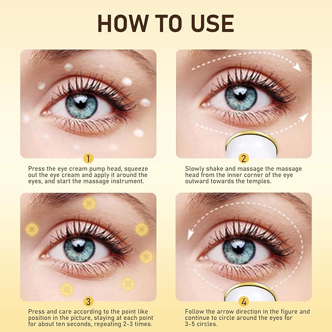 Retinol Eye Cream with Eye Massage Instrument, Infused with 5% Caffeine and Hyaluronic for Dark Circles Treatments, Under Eye Care Anti Aging Reduce Under Eye Bags Fine Lines, Gifts for women