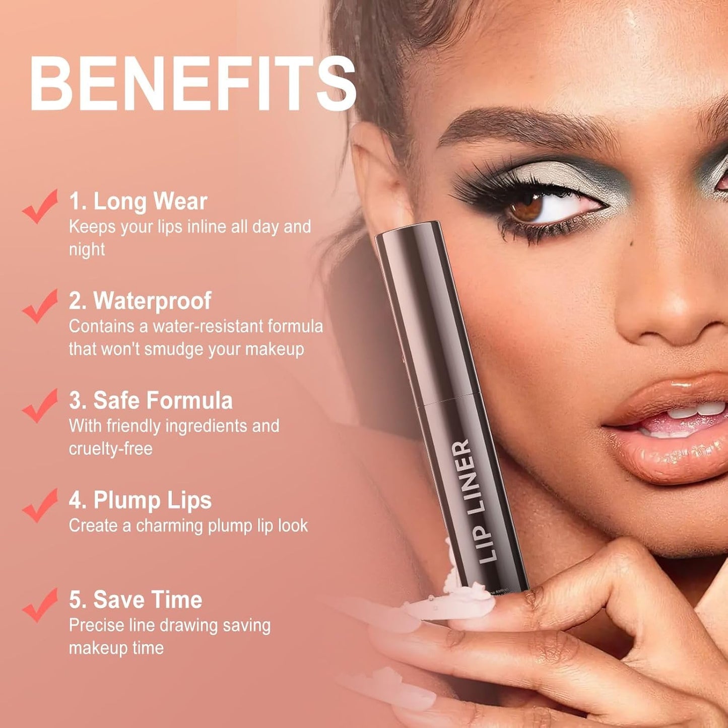 OETUIOW Lip Stain Long Lasting & Waterproof Lip Liner, Non-Stick Cup Highly Pigmented Natural Finish, Lip Gloss for All-Day Color Hold (Cocoa)