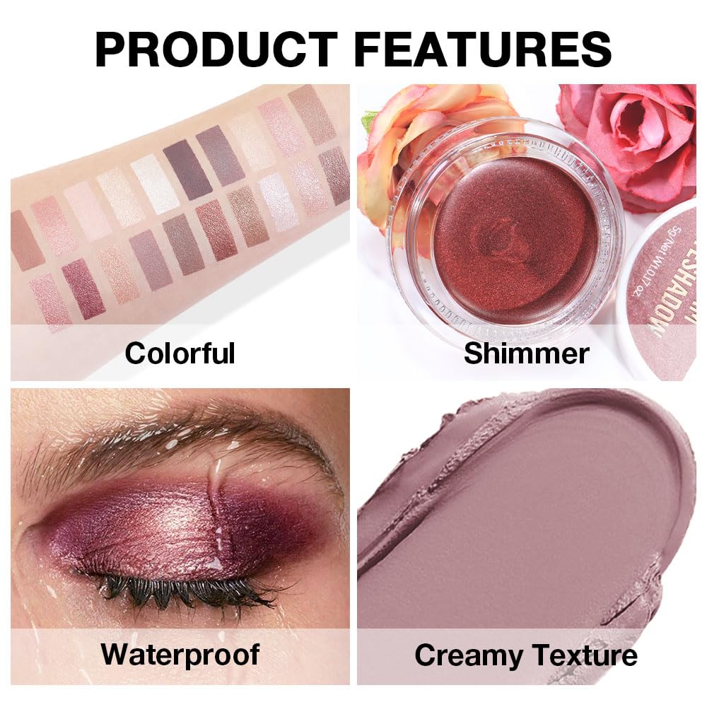 evpct Matte Putty Single Cream Eye Shadow Palette Pot Makeup for Older Women, Highly Pigmented Monochrome Cream to Powder Eyeshadow Palette Matte Liquid eyeshadow, Natural Waterproof Blendable