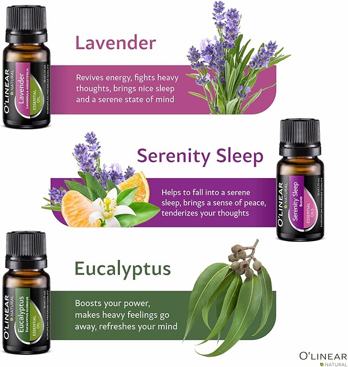 Essential Oils Set - 4 Oils & 2 Blends, Top 6 Essential Oils for Diffusers for Home, Relief, Serenity Dream Oil Blend Aromatherapy, Peppermint, Orange, Lavender, Eucalyptus Essential Oils