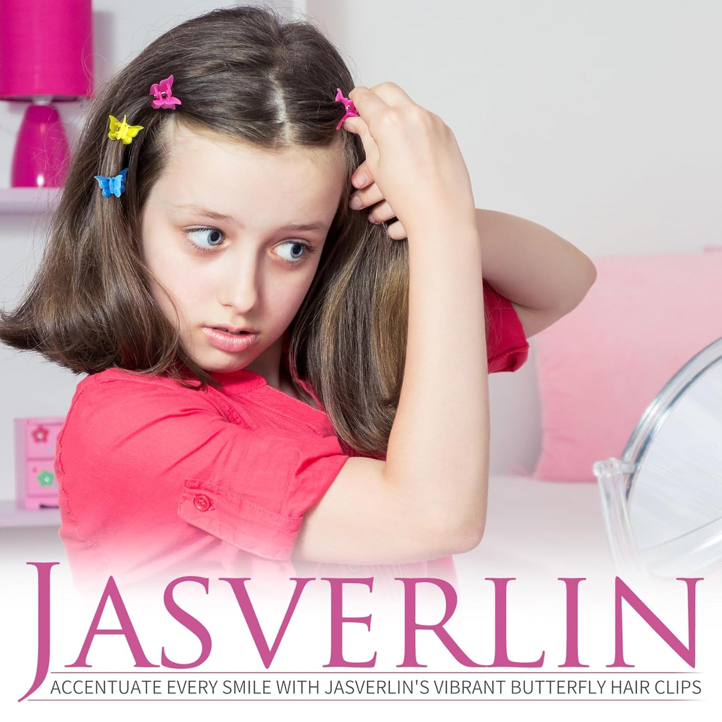 Butterfly Clips for Hair, Y2K Small Mini Hair Claw Jaw Plastic Aesthetic Accessories 90s Girls Women 8 Colors 50 Pcs (Neon Glow)