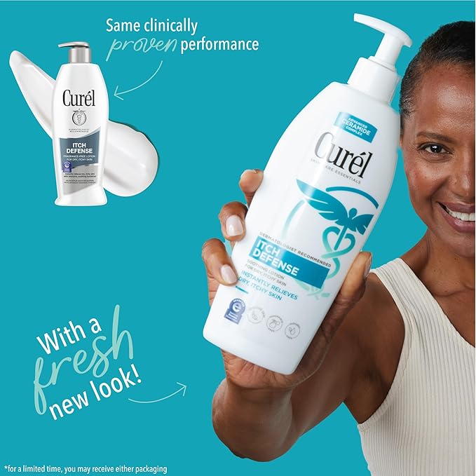 Curel Itch Defense Calming Body Lotion, Moisturizer for Dry, Itchy Skin, Body and Hand Lotion, with Advanced Ceramide Complex, Pro-Vitamin B5, Shea Butter, 13 Oz