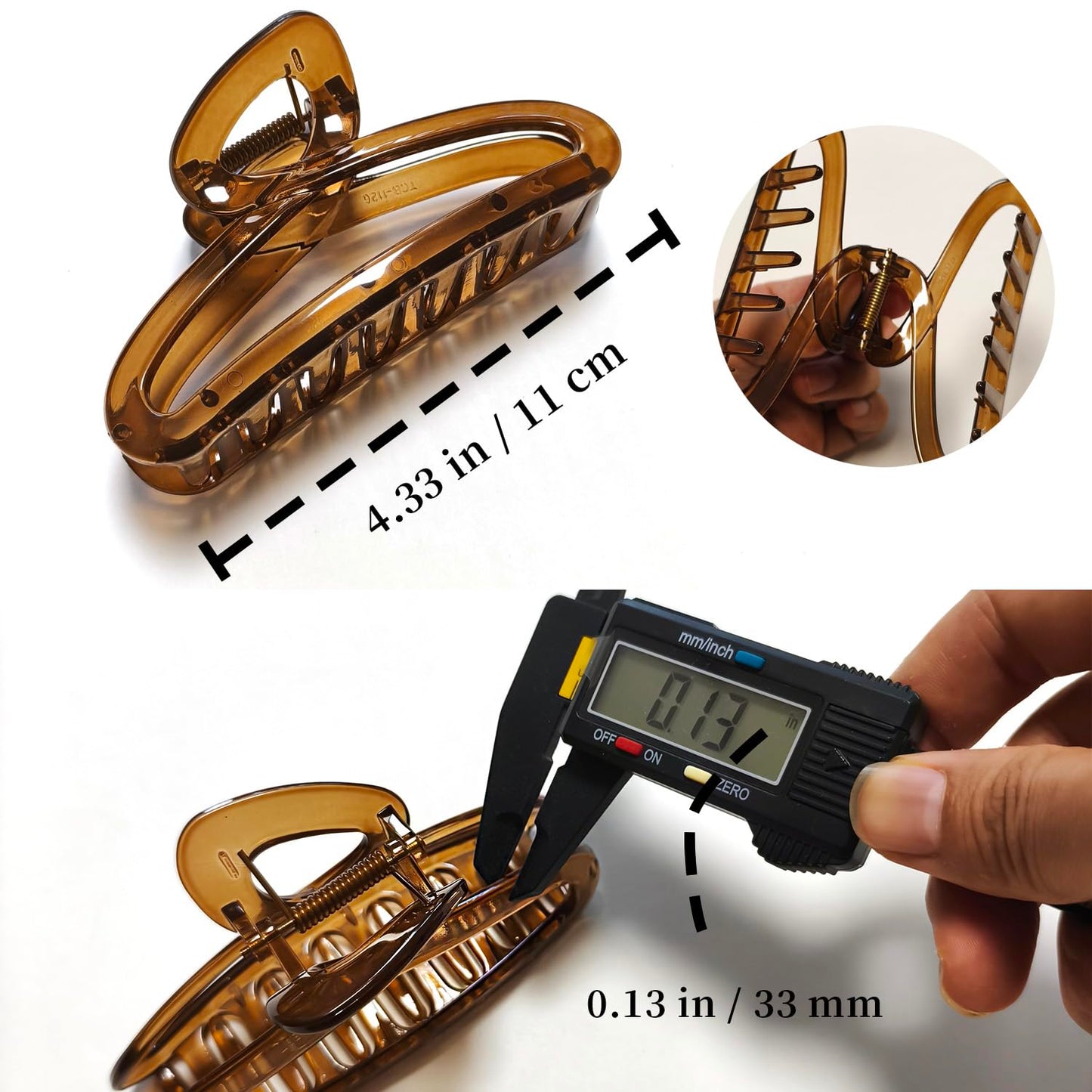 Hair Claw Clips, 4.3 Inch Non-Slip Unbreakable Jelly Hair Claws for Women Long & Medium Thick Hair, 4 Pack