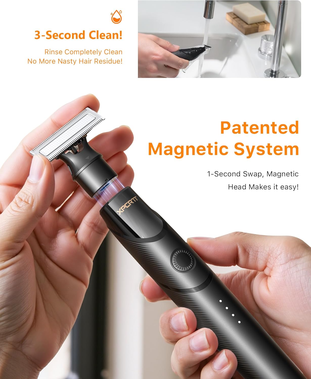 [2025 Upgraded] Body & Nose Hair Trimmer Kit, [All-in-One] Travel Beard Electric Shaver for Men, USB-C Fast Charging, Rechargeable Painless Razor Cordless Waterproof Wet/Dry, Black(Solo)