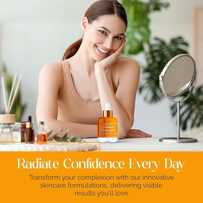 Bella Beauty Vitamin C Serum with Collagen - Dark Spot Reduction, Skin & Anti-Aging - Dermatologist Tested, Cruelty-Free Korean Skin Care for All Skin Types - 1.69 Fl. Oz