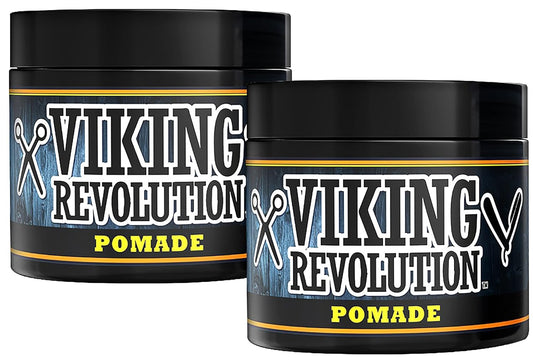 Viking Revolution Pomade for Men 4oz - Firm Strong Hold & High Shine for Classic Styling - Water Based & Easy to Wash Out (2 Pack)