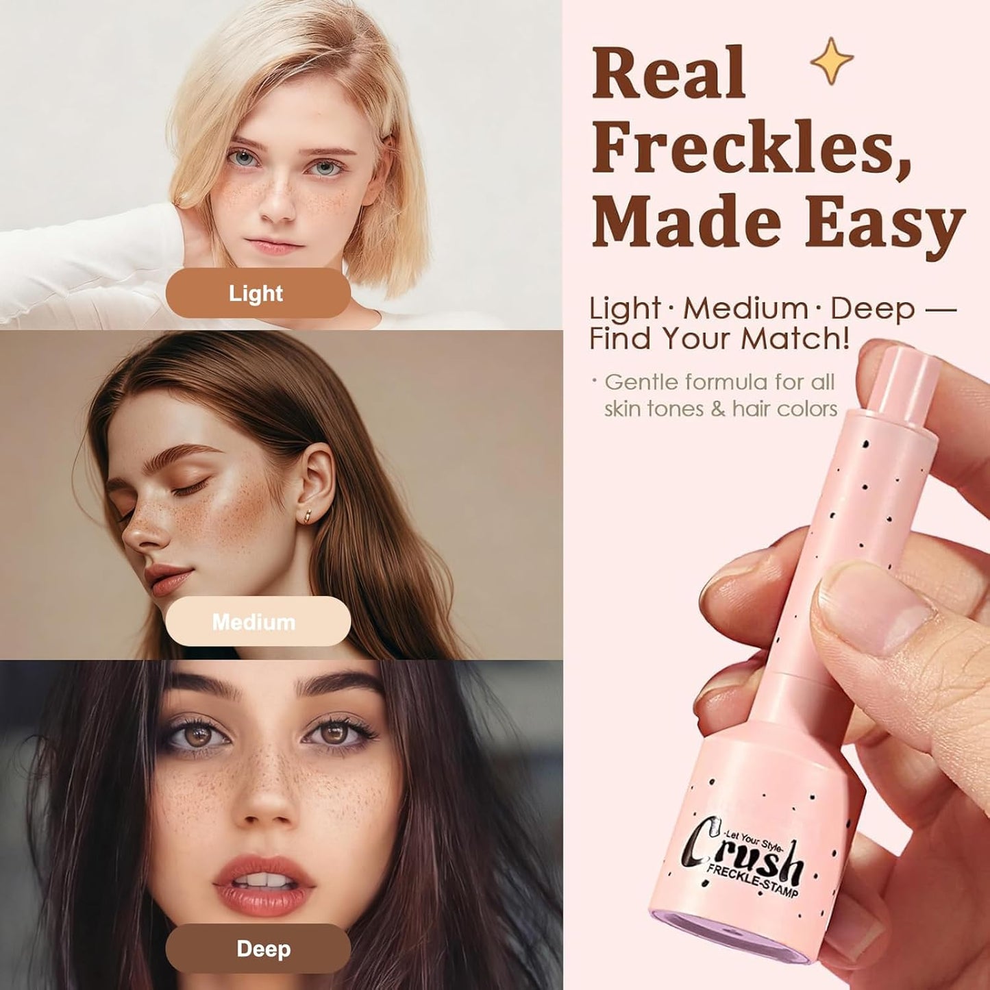 Faux Freckle Stamp for Girls and Women,Long Lasting Quick-drying Waterproof 5 Points Freckle Pen,Get Natural Lifelike Sunkissed Face Freckle Makeup Gift on Birthdays 02 Medium