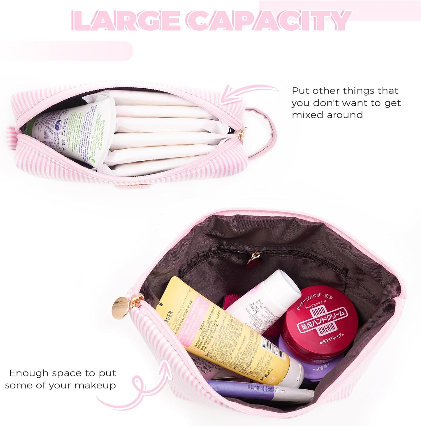 Personalized Makeup Bag for Women Girls - Fashion Cosmetic Bag Trendy Travel Toiletry Bag with Initials Letter - Teen Gifts - Pink,Z