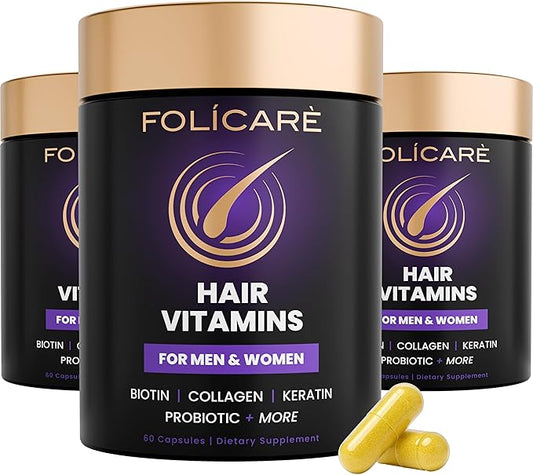 Hair Skin And Nails Vitamins for Women & Men (3 Pack), w/ Biotin to Support Healthy Hair, Biotin Supplement Pills w/ Collagen + Keratin + Probiotics, Biotina Para Cabello Piel y Uñas - Made in USA