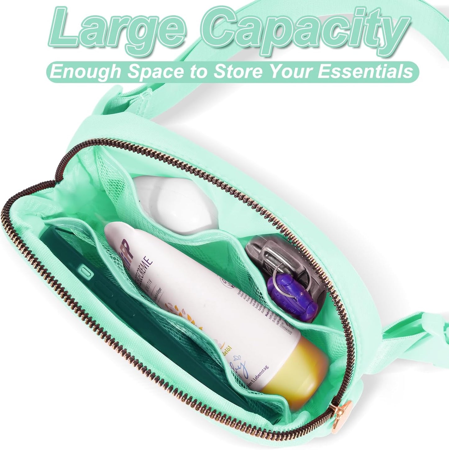 Fanny Pack Belt Bag Crossbody Bags with Initials Letter Patch Trendy Stuff for Teens Cute Stuff Birthday Gifts for Teenager Girls | Light Green,Initial M