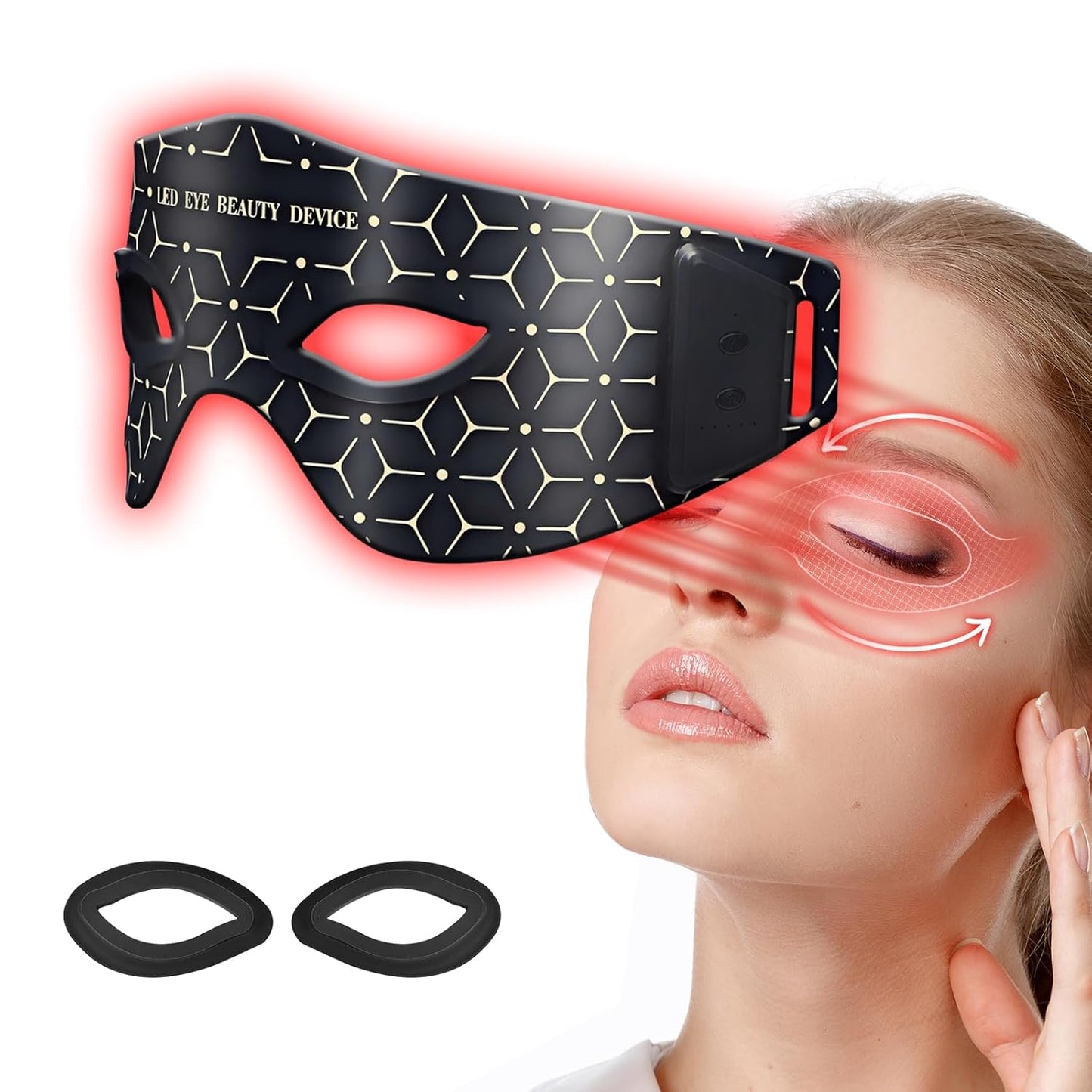 Red Light Therapy for Eyes, 5 Modes LED Eye Mask for Skin Rejuvenation, Anti-Aging, Boost Collagen, Under Eye Red Light Therapy Device for Dark Circles, EyeBags, Wrinkles