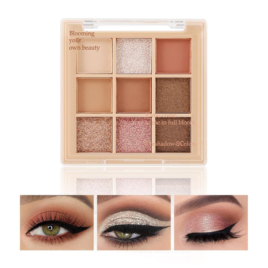 Boobeen Nude Eyeshadow Palette - Matte and Shimmer Makeup, Highly Pigmented Creamy Eye Shadow Powder, Create a Neutral Eye Look, Long Wearing