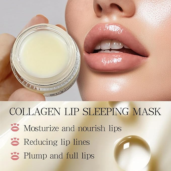 Lip Sleeping Mask - Lip Balm Hydrating - Lip Mask Overnight - Lip Butter Balm - Lip Moisturizer for Very Dry Lips - Extreme Dry Lips Treatment - Lip Plumper for Women - Lip Filler Lip Collagen