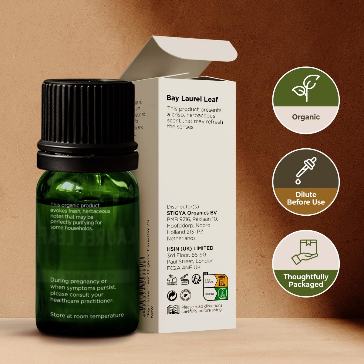 Gya Labs Organic Bay Leaf Essential Oil - 0.34 Fl Oz - for Skin, Hair, Diffuser, Aromatherapy, DIY Candle Making Scents