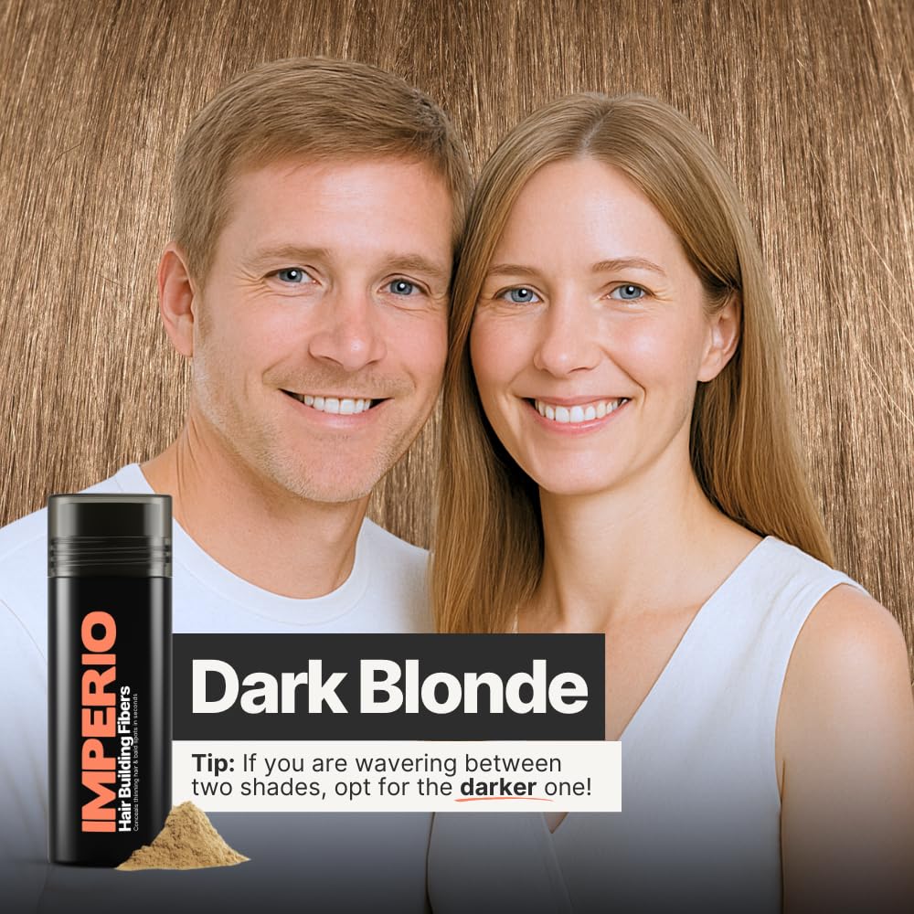 IMPERIO Hair Building Fibers for Thinning Hair - 26g Premium Hair Fibers for Women & Men in Hairdresser Quality - Hair thickening in less than 20 seconds (Dark Blonde)