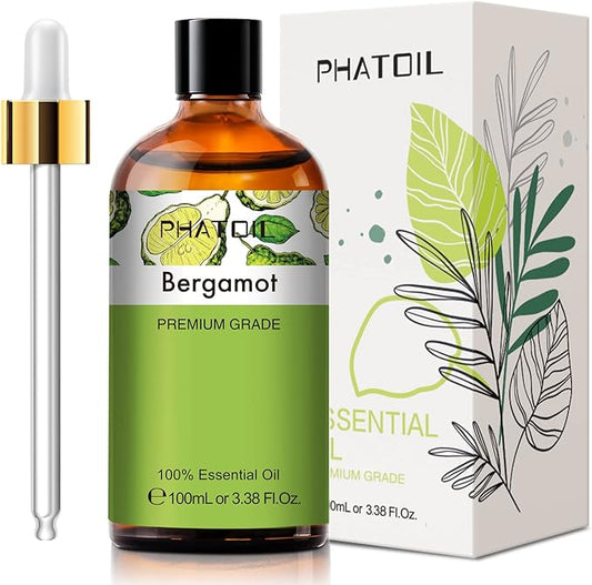 3.38FL.OZ Bergamot Essential Oil, for Aromatherapy Diffusers, Humidifiers, Great for DIY Candle and Soap Making, Huge 100ML Bottle