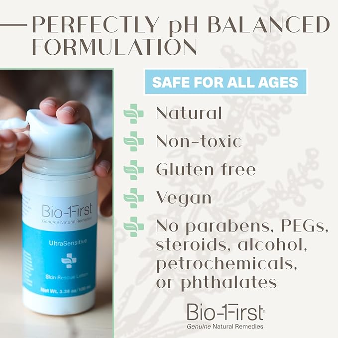 Ultrasensitive Skin Rescue Lotion - Body & Face Moisturizer - Hydrating Skin Care Rosacea, Rashes, or Dry, Itchy Skin - pH Balanced - Non-Toxic - Hypoallergenic - 3.38 oz