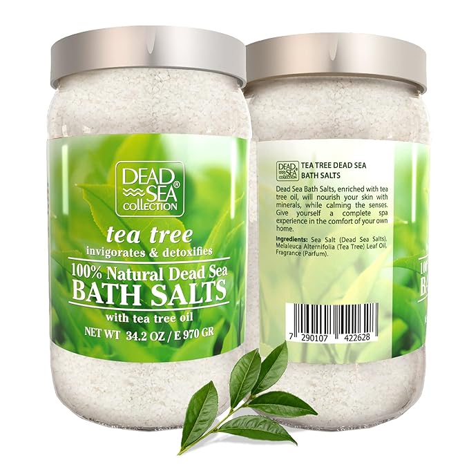 Dead Sea Collection Bath Salts Enriched with Himalayan - Natural Salts for Bath - Large 34.2 OZ and Bath Salts with Argan - Large 34.2 OZ and Bath Salts with Tea Tree - Large 34.2 OZ - Bundle