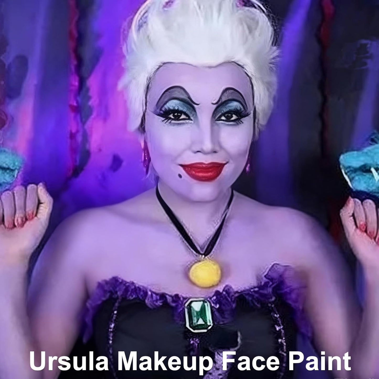 MEICOLY Light Purple Face Body Paint Stick for Halloween SFX Ursula Cosplay Makeup,Lavender Violet Lilac Pale Purple Face Paint,Waterproof Eye Black Stick for Baseball Softball Football Lacrosse