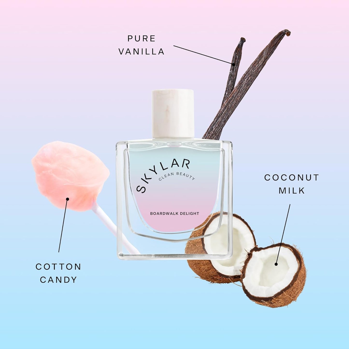 Skylar Boardwalk Delight Eau de Parfum - Hypoallergenic & Clean Perfume for Women & Men, Vegan & Safe for Sensitive Skin - Notes of Cotton Candy, Vanilla & Coconut Milk - 50mL /1.7 Fl oz