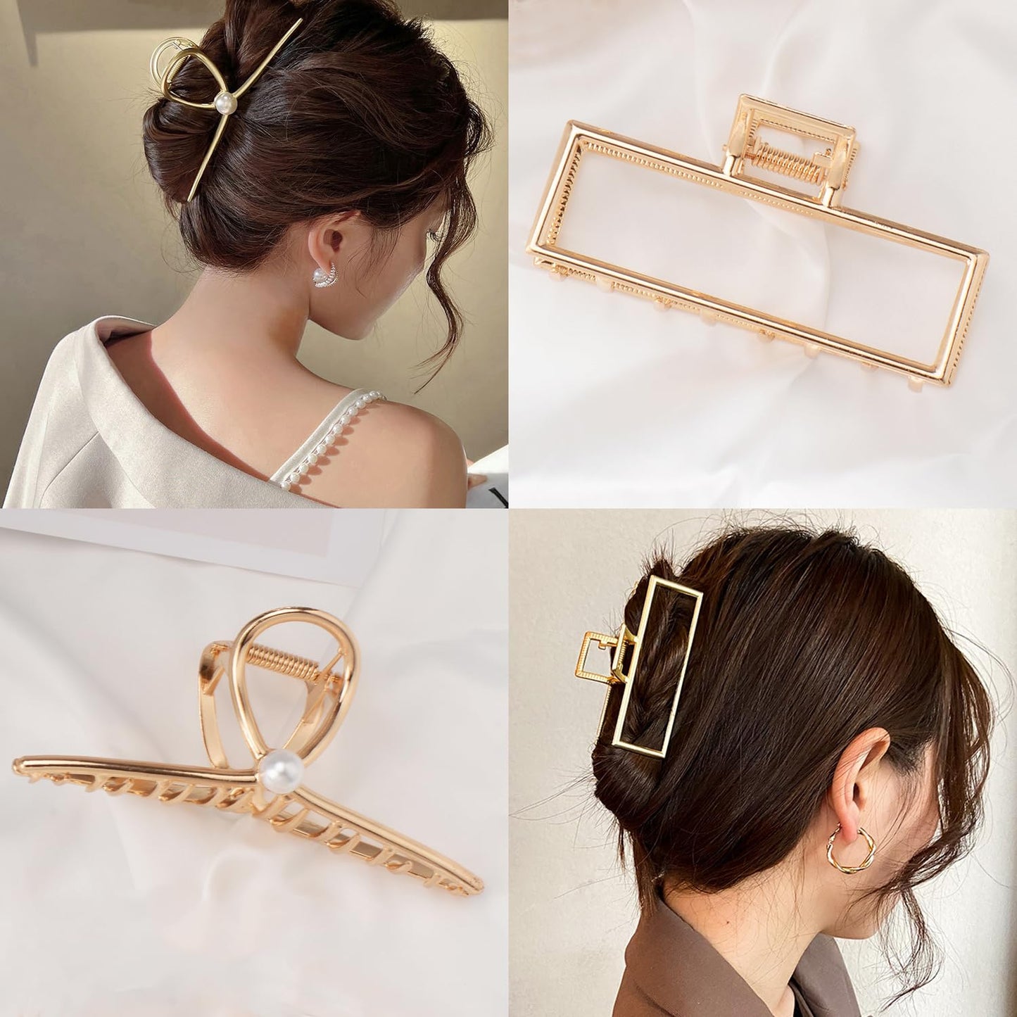 Mehayi 3 PCS Metal Large Hair Claw Clips for Thick Heavy Hair, Big Non-Slip Hair Catch Barrette Jaw Clamp, Strong Hold Claw Barrettes for Long Hair, Fashion Hair Styling Accessories for Women Girls